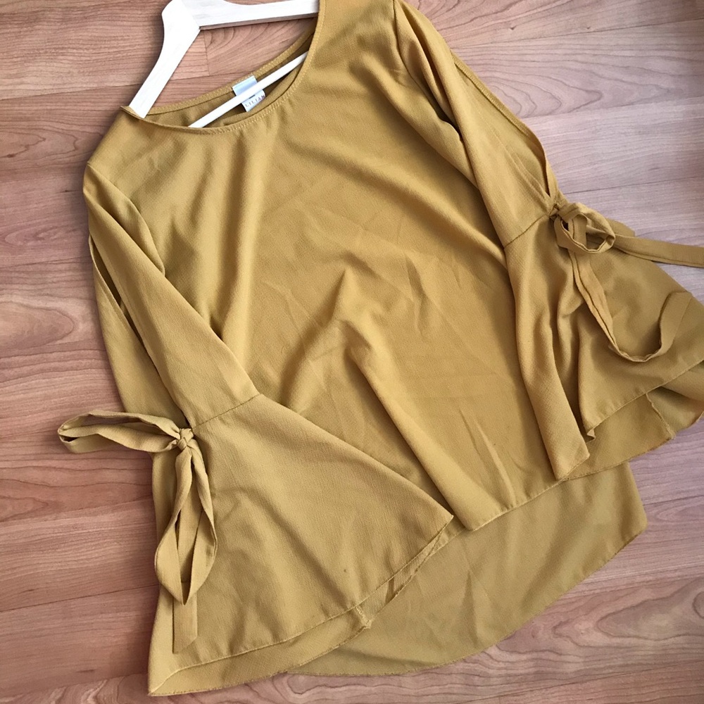 Primark Cold Shoulder Bell Sleeved Yellow Blouse
